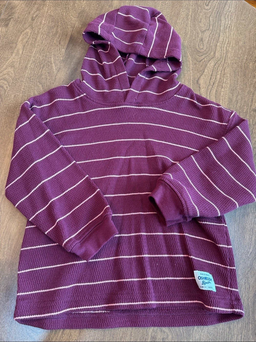 OshKosh B'gosh Maroon & White Striped Hooded Top